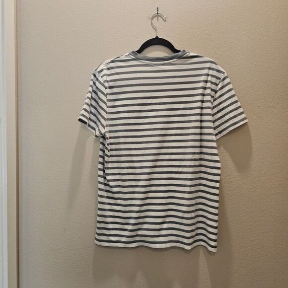 Lacoste Women's V-Neck Short Sleeve Striped Shirt Size 5 - Picture 2 of 4